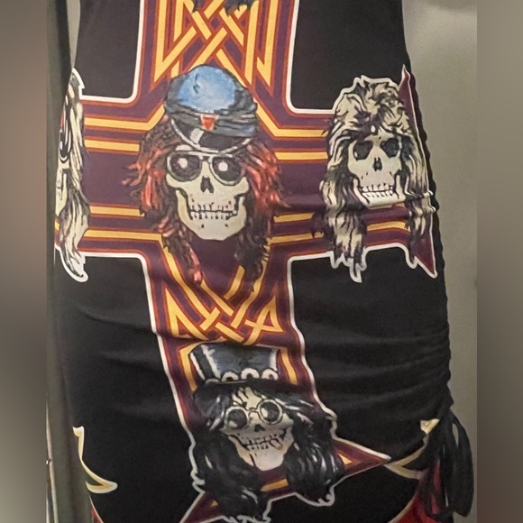 Black Guns N Roses Graphic Fitted Dress, Size Small - Picture 9 of 15